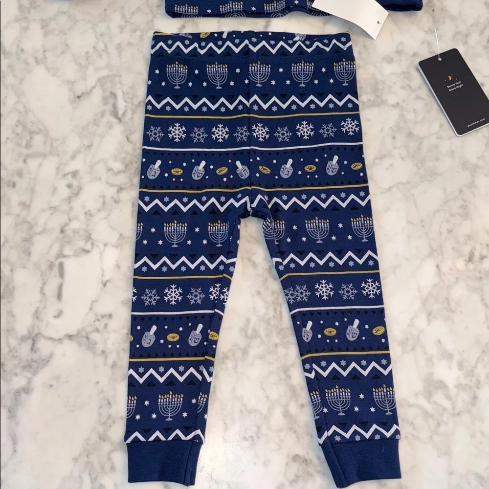 NWT Petit Lem Blue Festive Hannukah Pajama Set